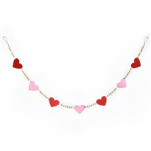 Wooden Heart Garland 7ft Red Pink Valentine Decor