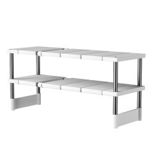 Étagère de rangement extensible pour évier – PP et acier inoxydable,