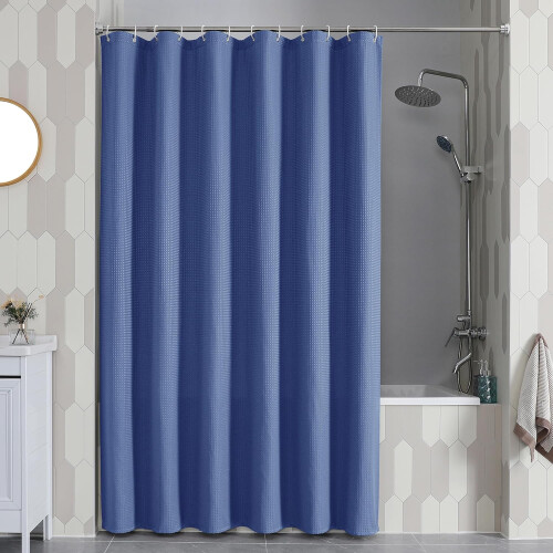 Blauer Waffel-Duschvorhang 72x78 Zoll 1