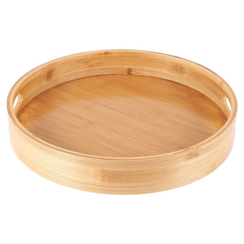 Plateau de service rond en bois 30 cm