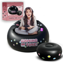 Fauteuil de jeu gonflable rose pour enfants et adolescents avec gobelet
