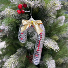 Julesnøpinne-ornament med speilkule og skumstokk