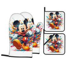 Ensemble de 4 maniques et gants de cuisine Mickey Mouse