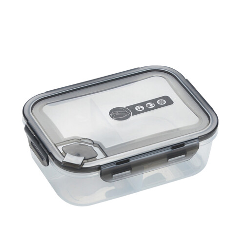 Boîte à bento en plastique gris, compatible micro-ondes, 1300 ml