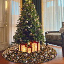 Jupe de sapin de Noël à paillettes jaunes 122 cm