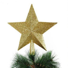 Étoile dorée à paillettes pour sapin de Noël 20 cm