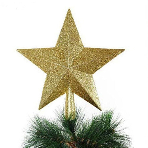 Étoile dorée à paillettes pour sapin de Noël 20 cm