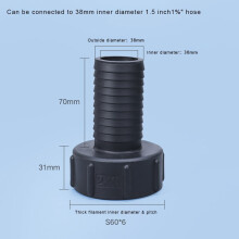 Adaptateur en laiton pour réservoir IBC, diamètre extérieur 12–50 mm.