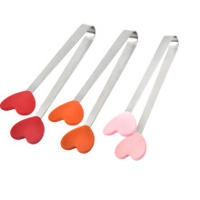Pince de cuisine en silicone avec manche en acier inoxydable, 13,5 cm