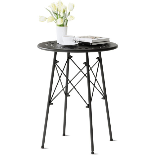 Metal Round Patio Side Table – Weatherproof, Adjustable