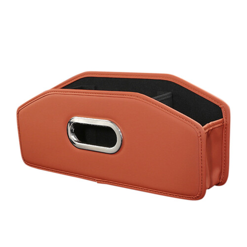 Boîte à mouchoirs rectangulaire orange en PU – 1 paquet 1