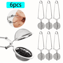 6-Pack Stainless Steel Tea Infusers with Hook Handle