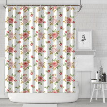 Cortina de chuveiro com estampa floral, 183 x 213 cm, poliéster impermeável.