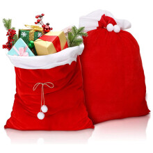 Sacs cadeaux de Noël en velours rouge 50 x 70 cm