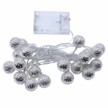 Golden Metal Ball LED String Lights, 3m 20-Bulb, Battery