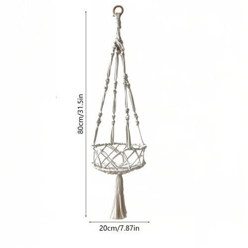 Panier à légumes suspendu en coton blanc 80 cm 2