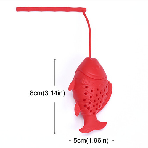 Silicone Fish-Shaped Tea Strainer with Handle and Lanyard 1