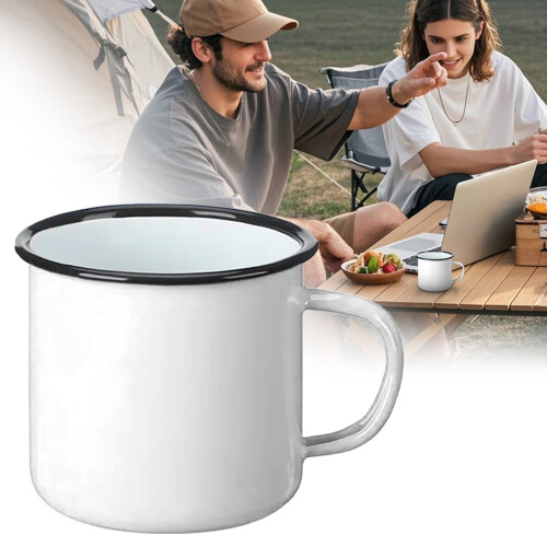 Σμάλτο καφέ κάμπινγκ λευκό μεταλλικό 12oz 1