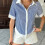 Women's short-sleeved puff sleeve blouse, button-down-Khaki L 2