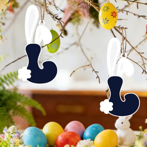 Wooden Easter Bunny Ear Letter Charm Natural Wood Rustic 1