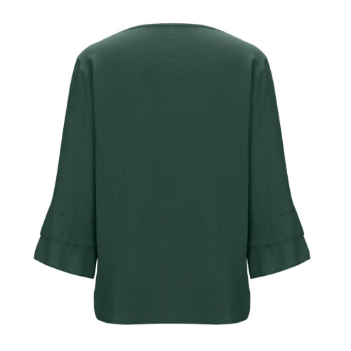 Women Lightweight Polyester Shirt Feature V Neck Design-Black M 1