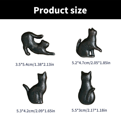 Ensemble de 4 boutons de meuble en fer forgé en forme de chat 2