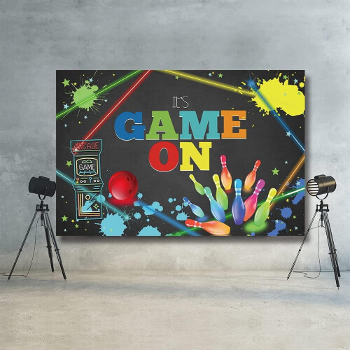 Retro videospil fest baggrund vinyl 3x5FT 2