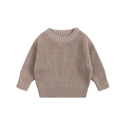 Kids Sweater Round Neck Long Sleeve Khaki Pullover for Boys 2