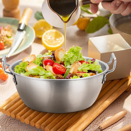 304 Rustfrit Stål Salatskål med Dobbelte Ører 4Qt 1