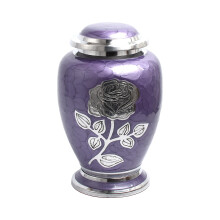 Cremation Urn for Adult Ashes Aluminium Purple Rose Memorial Funeral Urn Keepsake