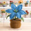 Crochet Lilies Potted Plant Ornament Artificial Knitted-Blue 4