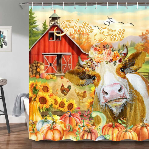 Douchegordijn met koeienprint, 72x72 inch, polyester 1