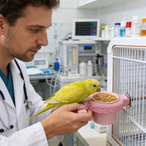Mangeoire avec perchoir pour canari, calopsitte, perruche 2