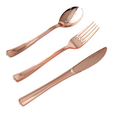 Rose Gold Plastic Spoons – 10-Piece Disposable Cutlery Set