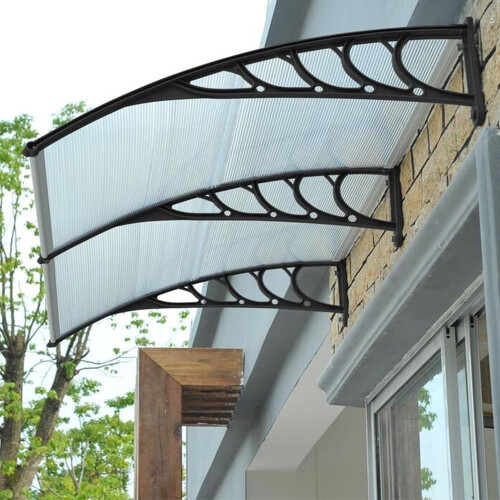 Toldo para porta de pátio em policarbonato ABS cinza prateado 80x40 polegadas