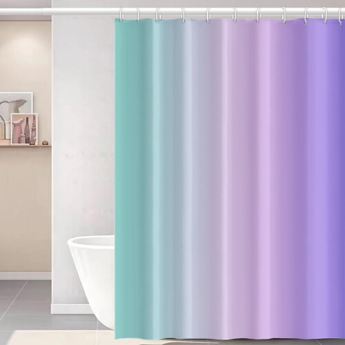 Perdea de duș cu gradient albastru-violet, 183x213 cm, poliester