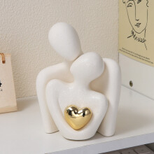 Sculpture en céramique représentant un couple – Motif abstrait d'étreinte, 1