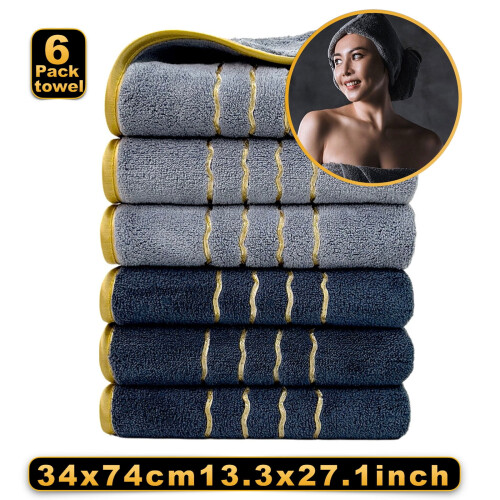 Ensemble de 6 serviettes de bain en velours filé, douces et absorbantes