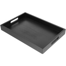 Plateau de service en bois noir 36 x 24 x 4 cm