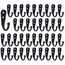 Crochets muraux en alliage de zinc, lot de 38, noirs