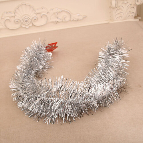 Weihnachts-Lametta-Girlande, silbermetallic, gedreht