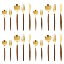 20-Piece Stainless Steel Cutlery Set with Matte Gold Heads