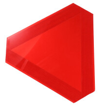 Rødt aluminiumsskilt for saktegående kjøretøy, trekant, 15,7 x 13,8