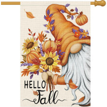 Zahradní vlajka Hello Fall, 28x40 palců, oboustranný polyester