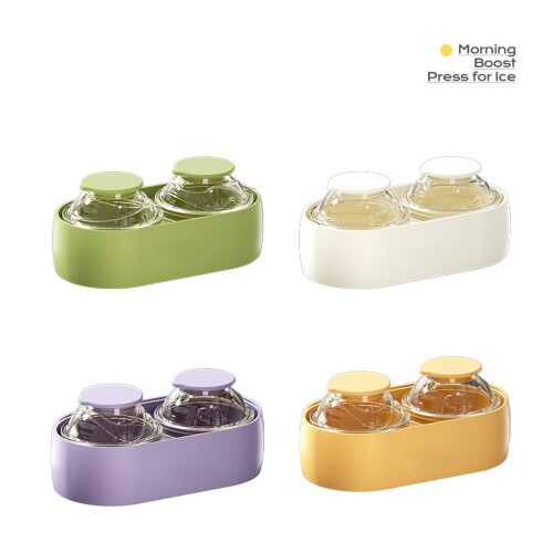 Runder Eiskugelbereiter aus Silikon mit 2 großen Hohlräumen-Weiß 1