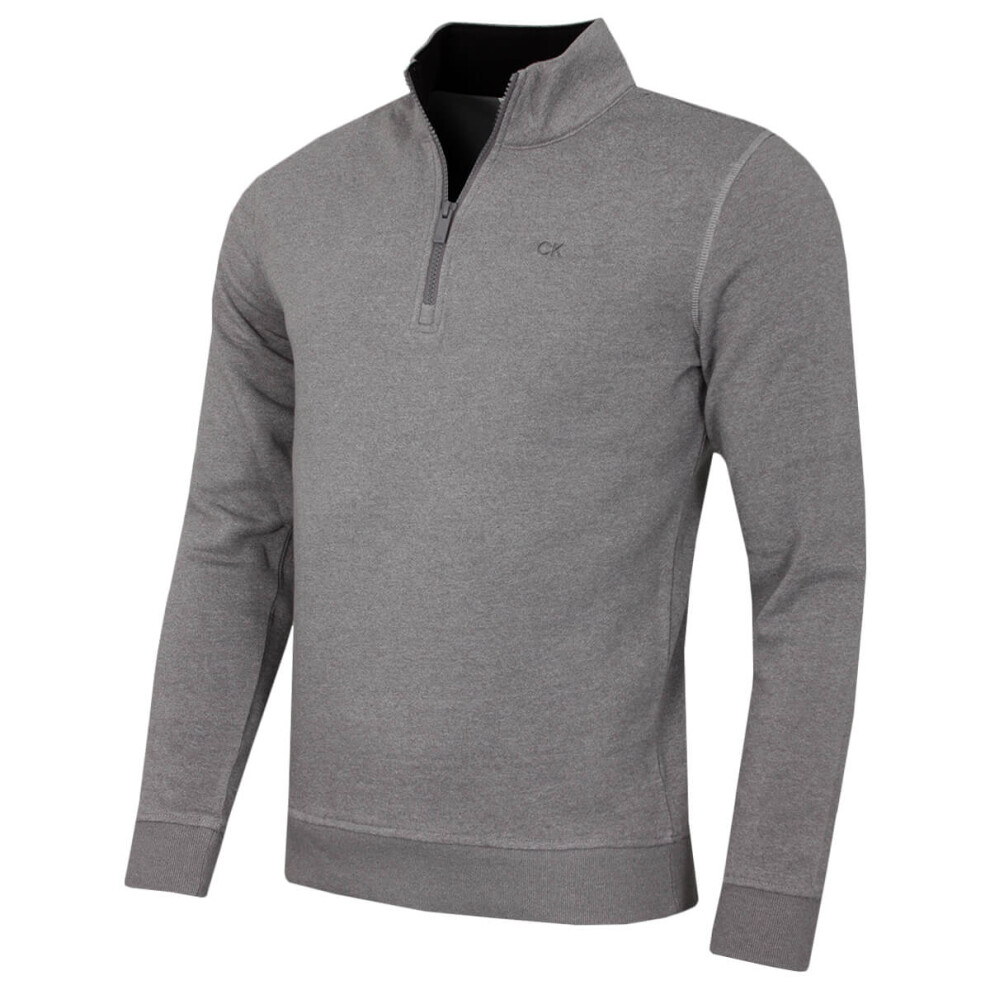 Calvin Klein (Xxxl, Marl) Mens 2026 Rocky Half Zip Supersoft Stretch Golf Sweater Silver