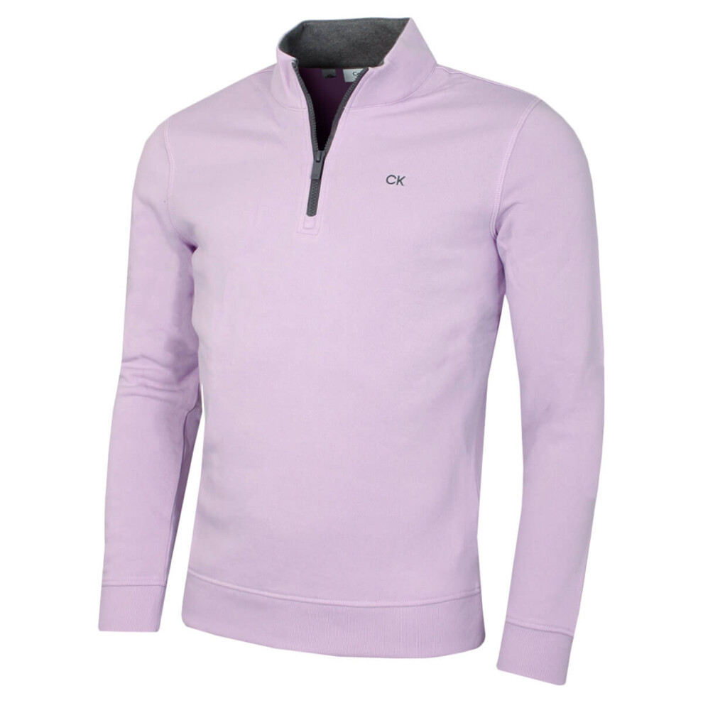 Calvin Klein (Xxxl, Pale ) Mens 2026 Rocky Half Zip Supersoft Stretch Golf Sweater Lilac