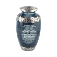 Companion Cremation Urn for Two Adult Ashes Blue Cloud Engraved Memorial Urn