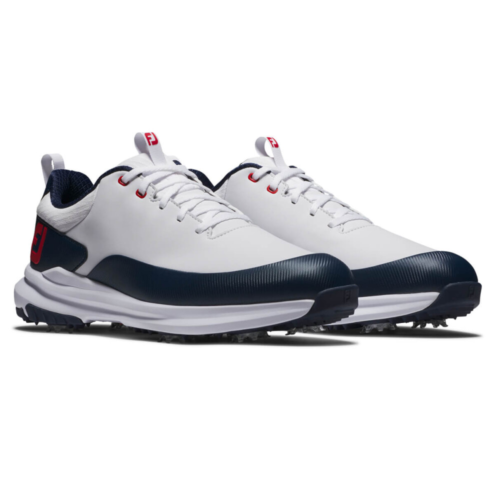Footjoy (Uk 8, White/Navy/Red) Mens Tour Rival Synthetic Leather Cushioned Waterproof Golf Shoes