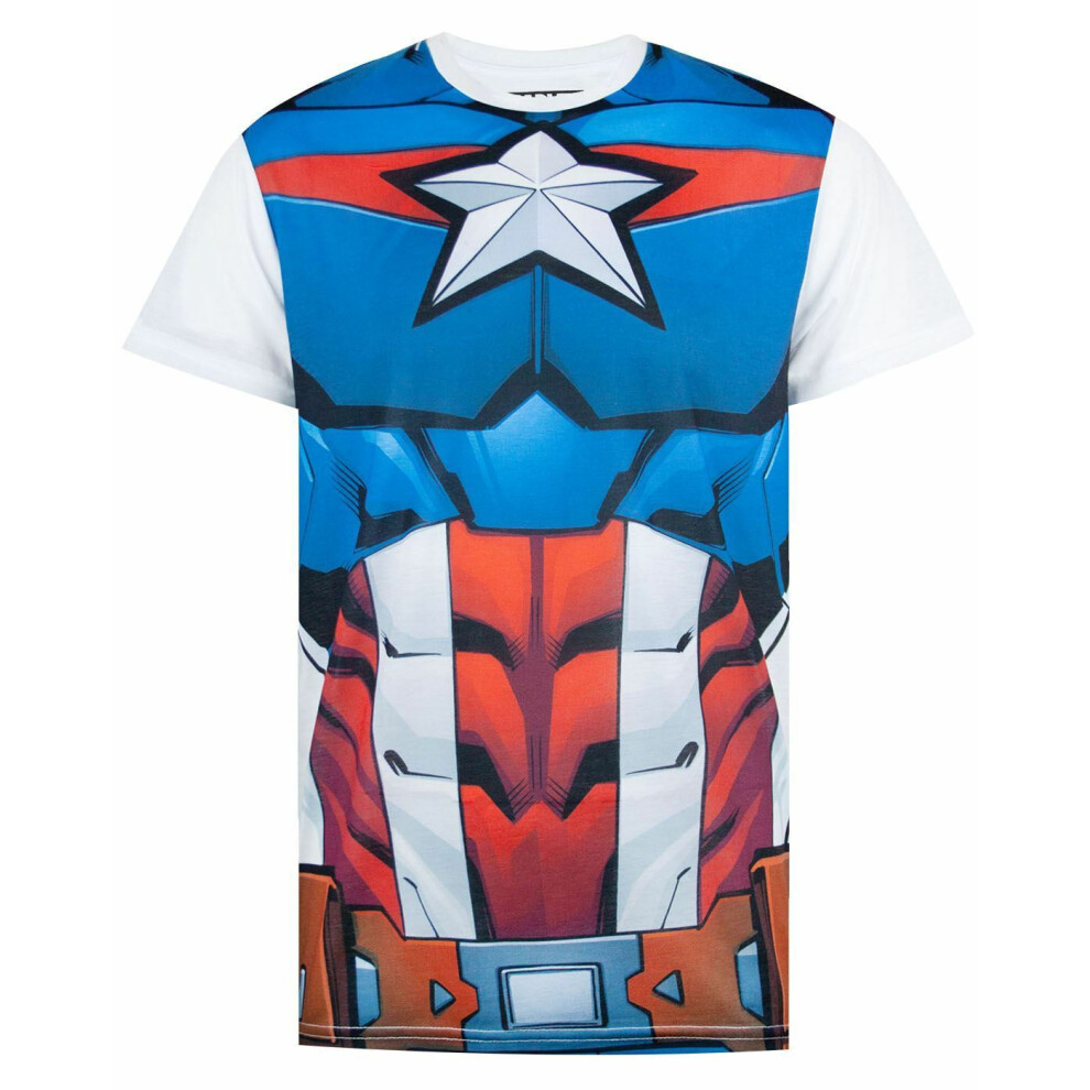 Marvel (Large) Short Sleeved T-Shirt (Mens ) Blue